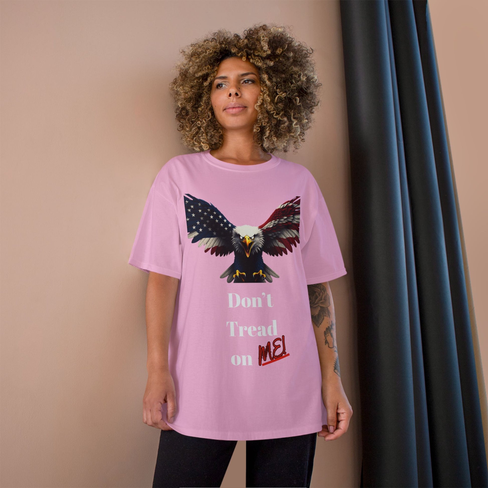 Don't Tread On Me Patriotic Eagle on a Champion T-shirt