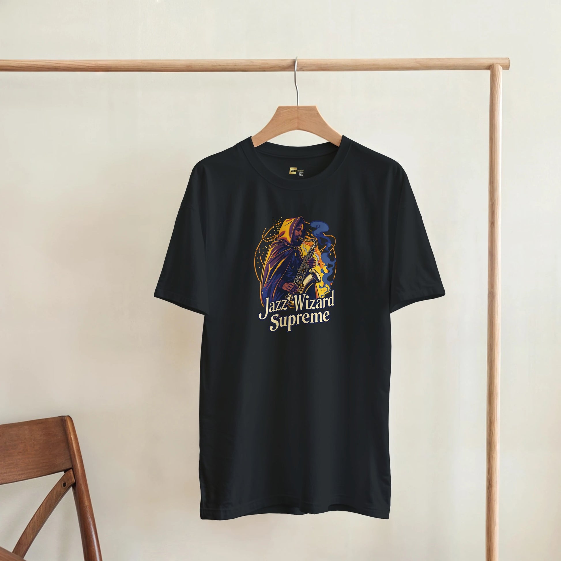 Jazz Wizard Supreme graphic design on a Heavyweight T-shirt