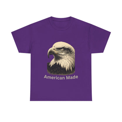 Engraved Eagle - American Made - text on the bottom of a Heavyweight T-shirt