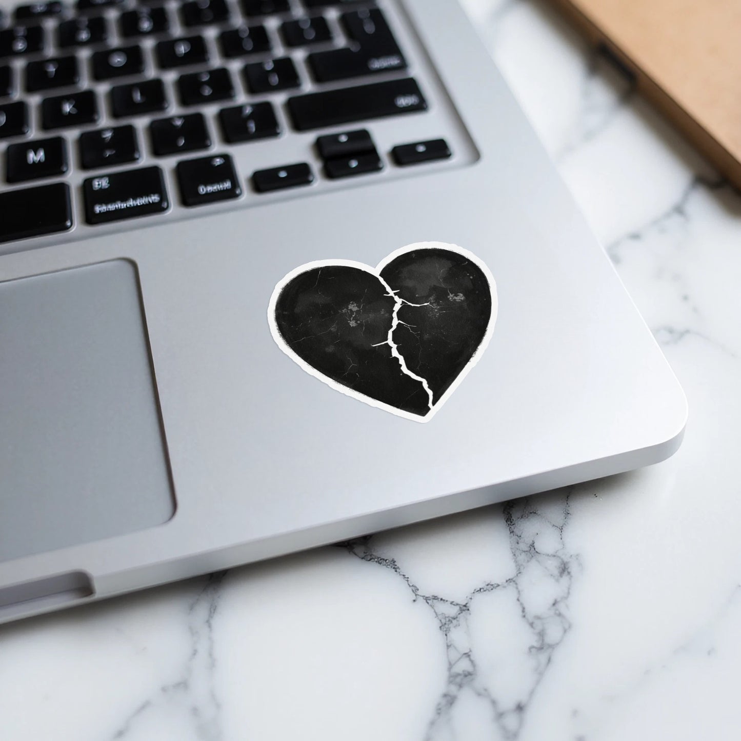 Black Cracked Heart Laptop Sticker Decal Vinyl Artwork
