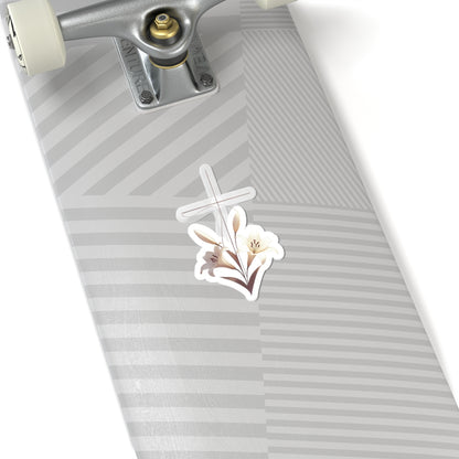 Christian Cross Lily Flower Religious Faith Sticker product type