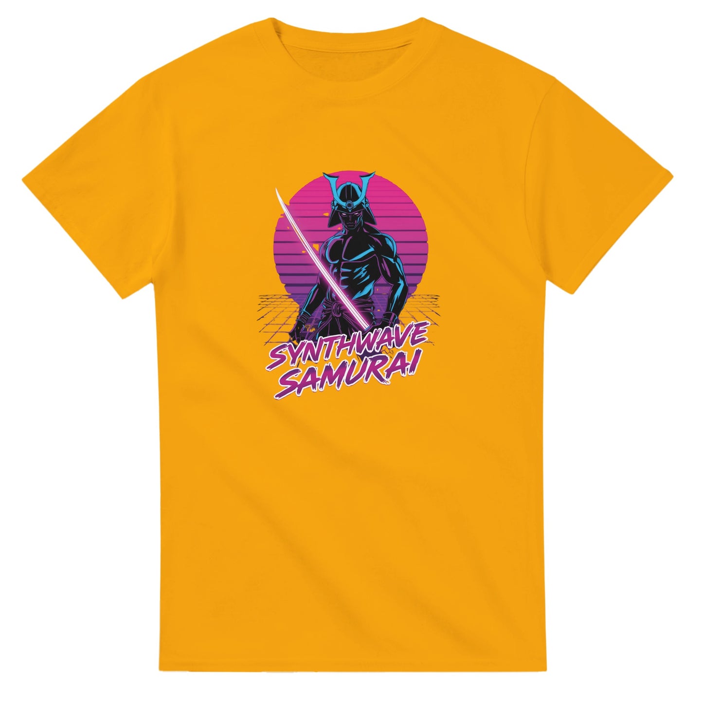 Synthwave Samurai graphic design on a Heavyweight T-shirt