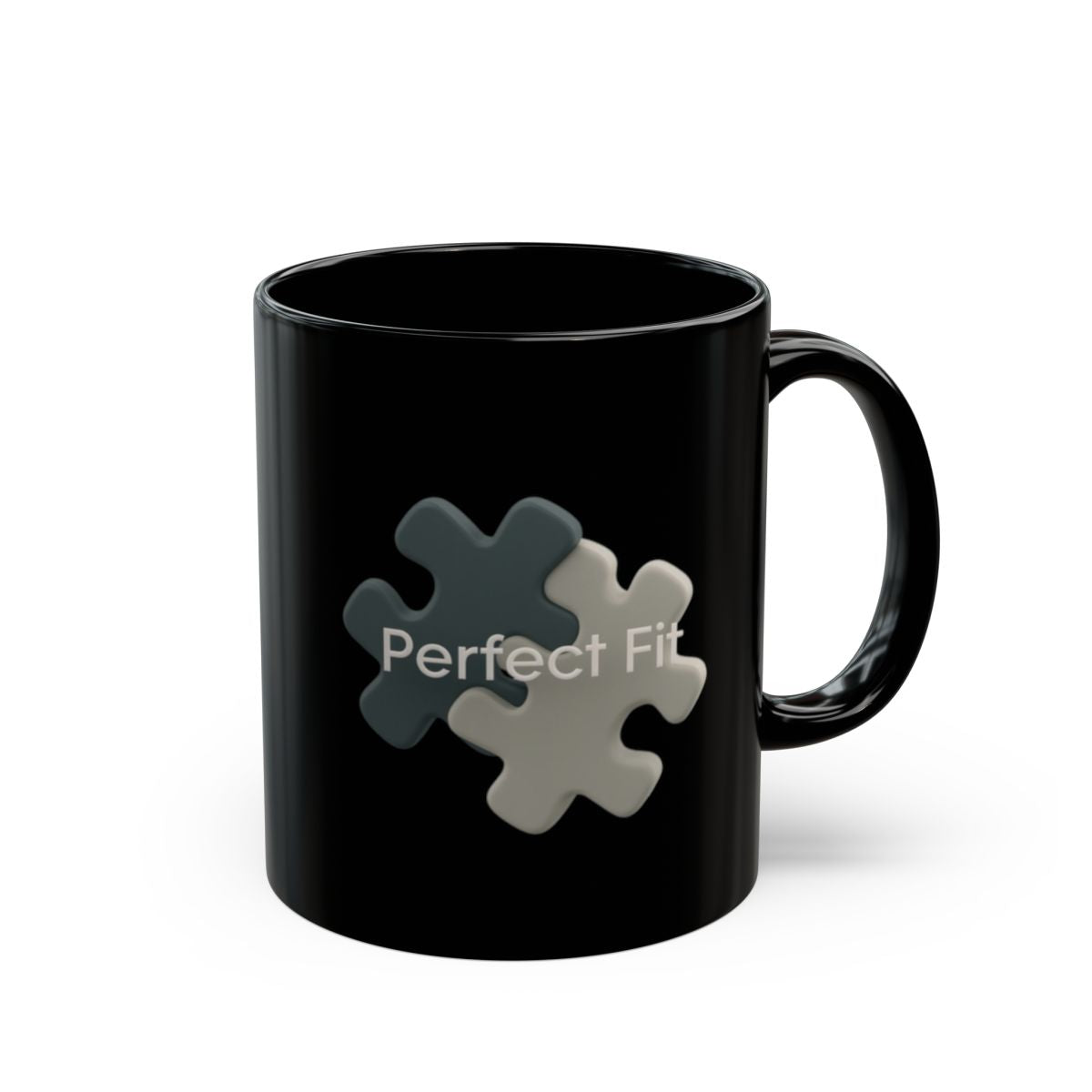 Perfect Fit Puzzle Pieces Design Black Coffee Mug