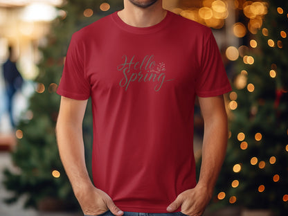 Festive Hello Spring Graphic Red T-Shirt Product