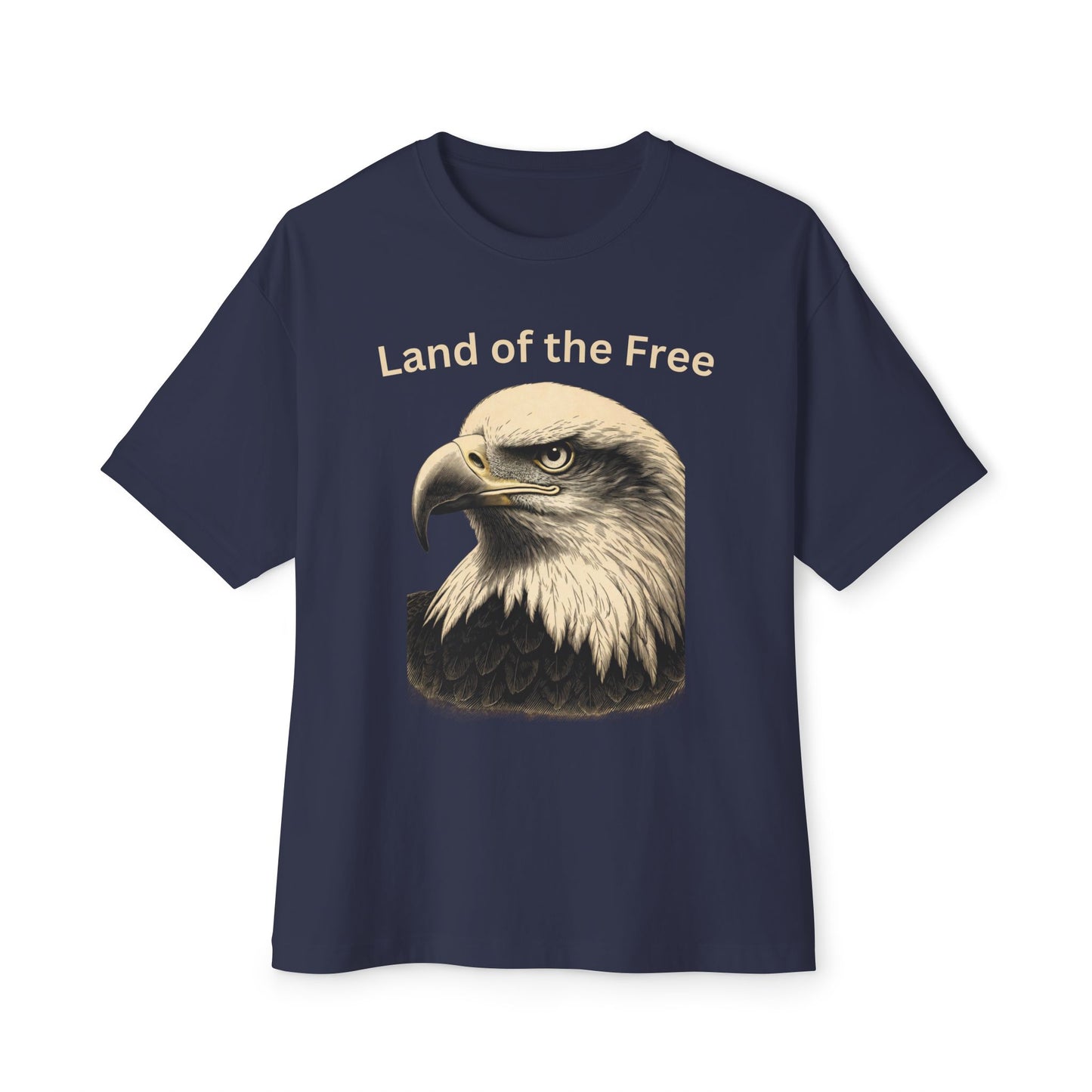 Engraved Eagle - Land of the Free text at the top of a premium tee