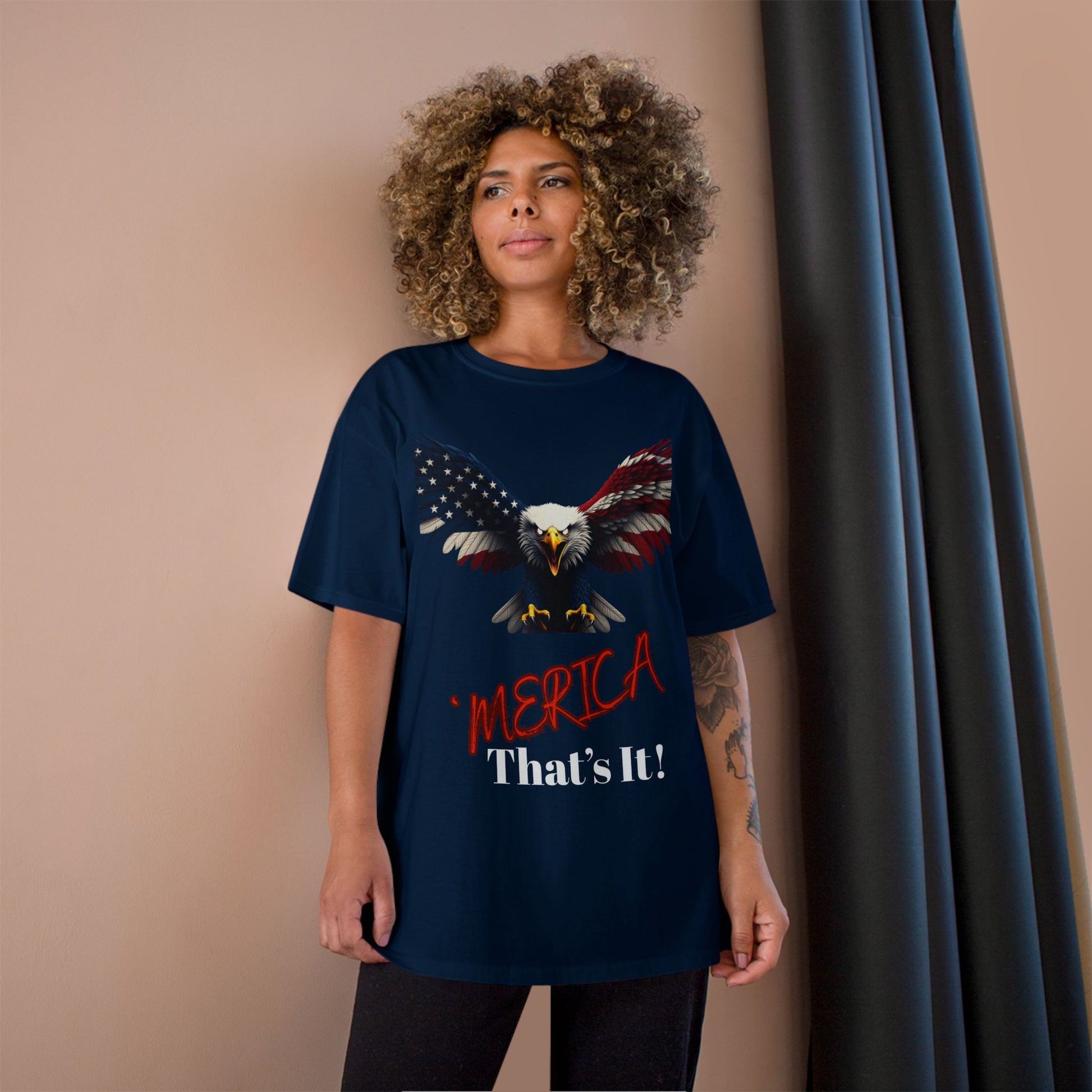 Merica. That's It Patriotic Eagle on a Champion T-shirt