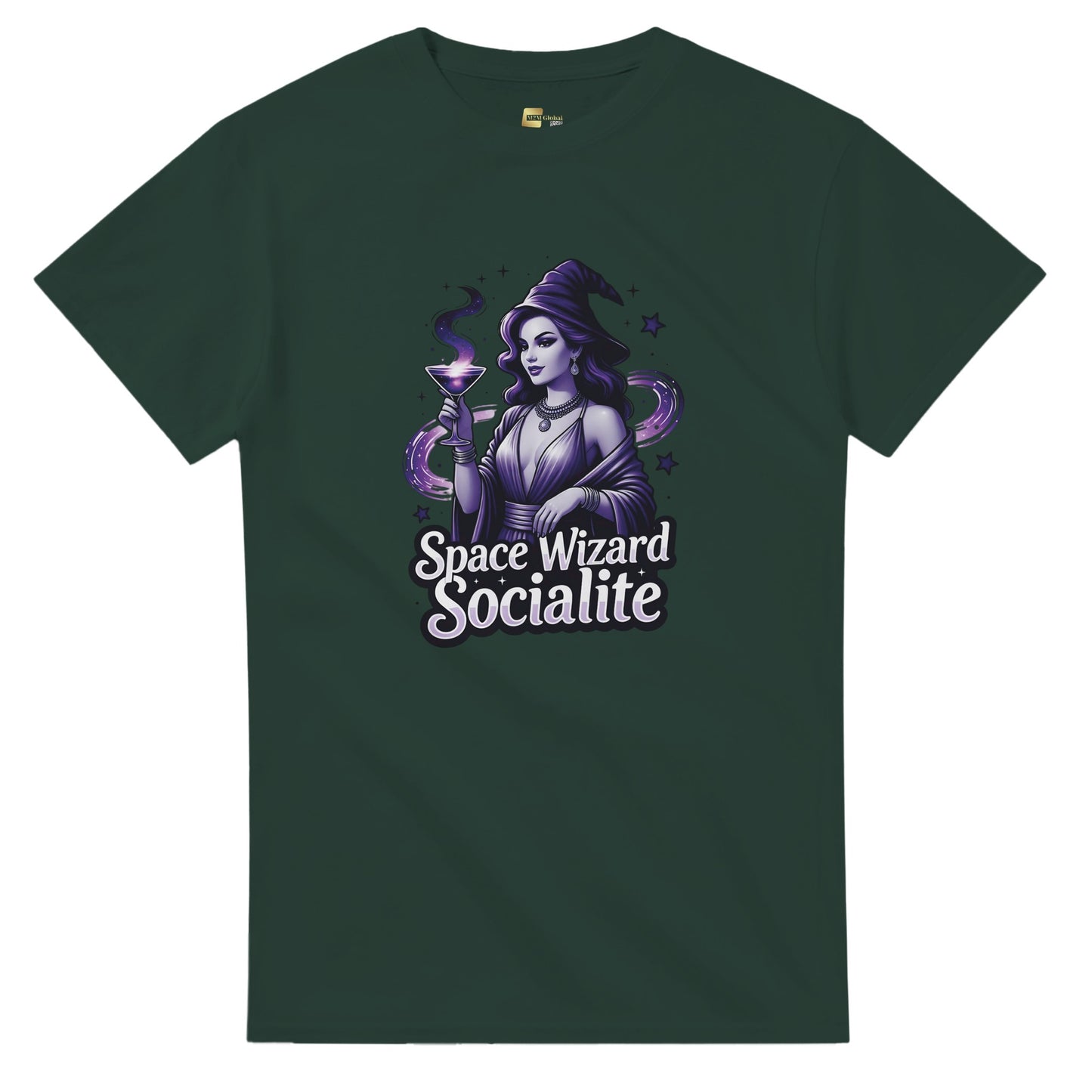 Space Wizard Socialite graphic design on a Heavyweight T-shirt