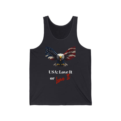 USA Love It Or Leave It Patriotic Eagle on a Premium Tank Top