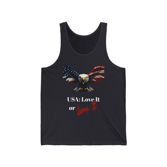 USA Love It Or Leave It Patriotic Eagle on a Premium Tank Top