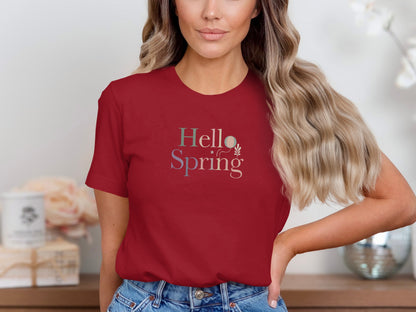 Hello Spring Graphic Women's T-Shirt Casual Outfit