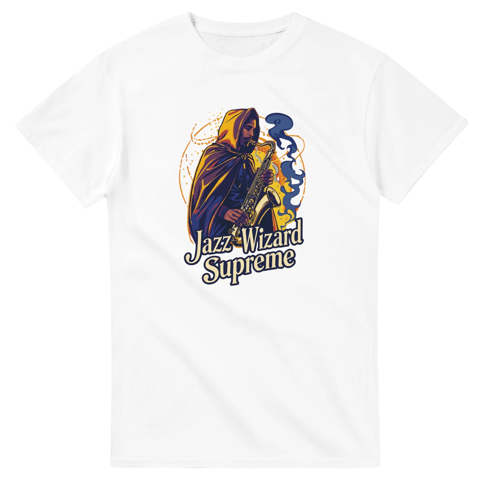 Jazz Wizard Supreme graphic design on a Heavyweight T-shirt