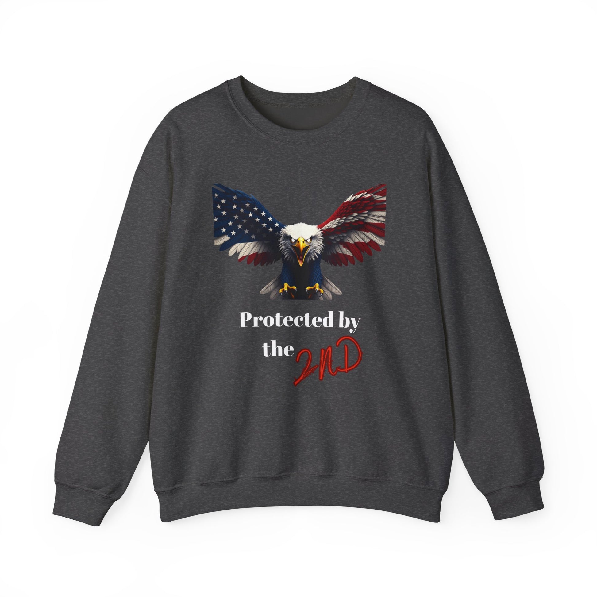 Protected By The 2nd Patriotic Eagle text on a Crewneck Sweatshirt