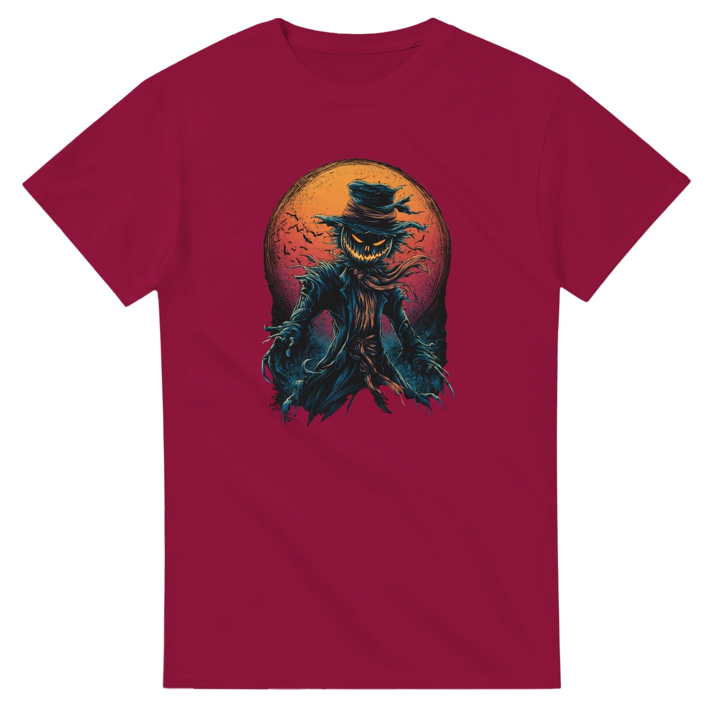 Scarecrow with Full Moon & Bats on a Heavyweight T-shirt