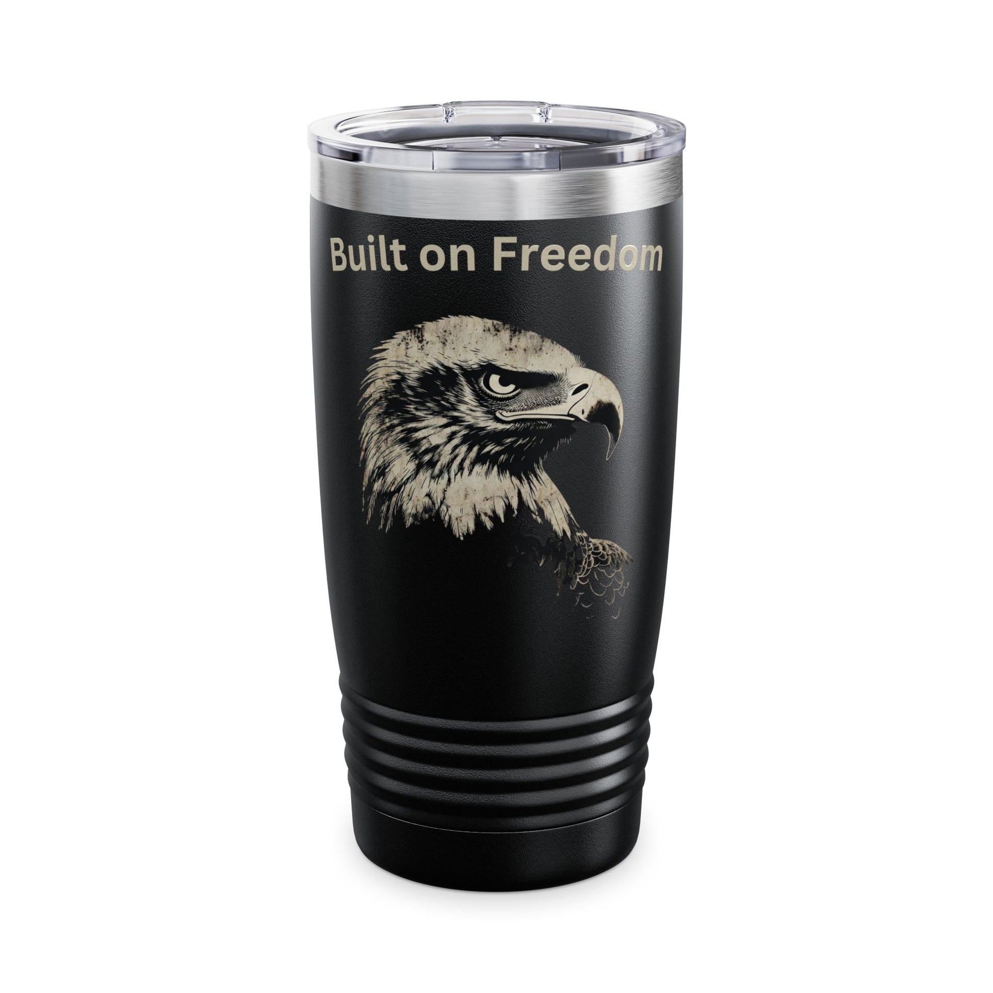 Built of Freedom text at the top of a 20oz Insulated Tumbler
