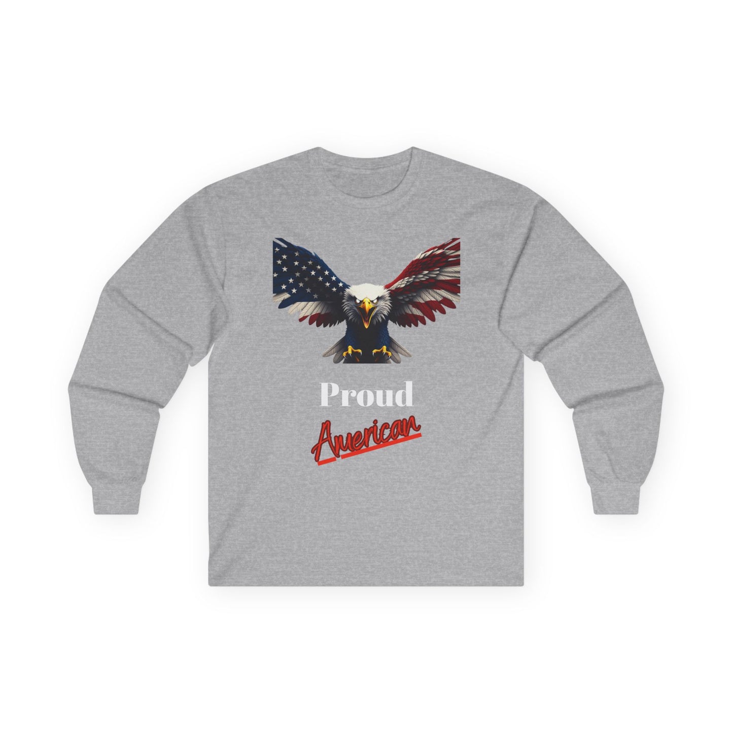 Proud American Patriotic Eagle on a long sleeve tee