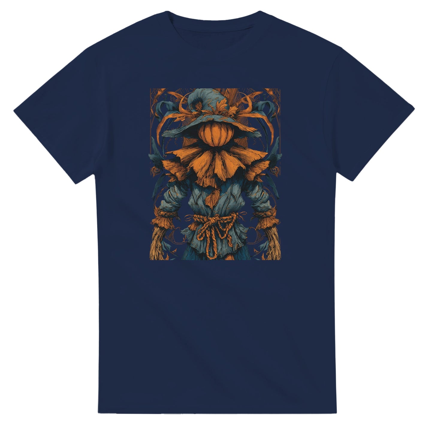 Autumn Harvest Scarecrow on a Heavyweight T-shirt