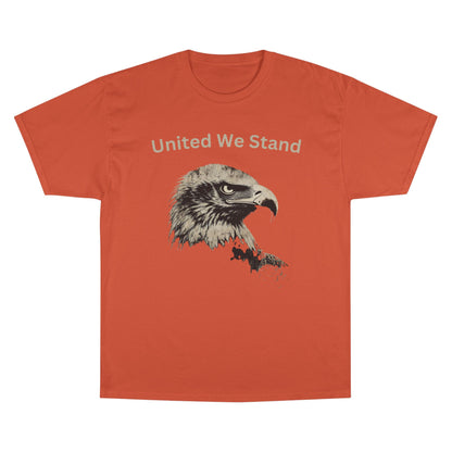 United We Stand text above an eagle head on a Champion Tee