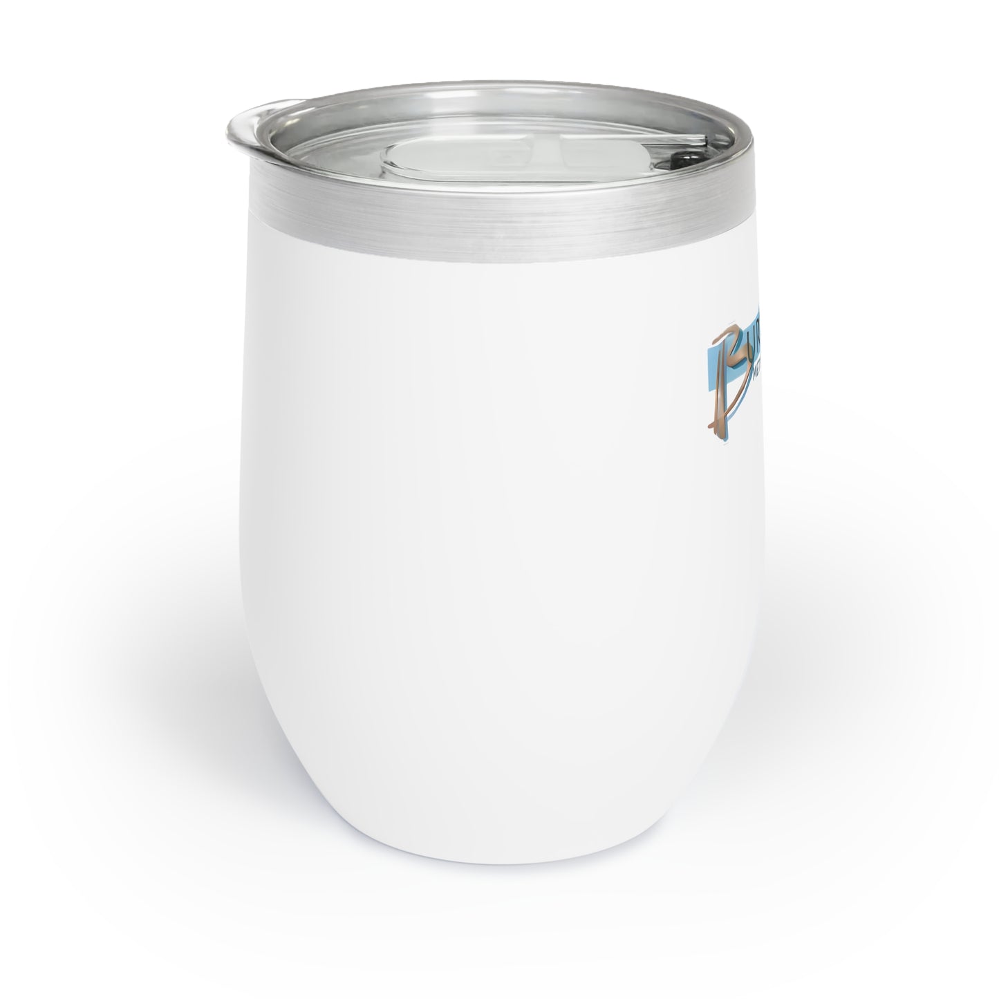 Burghardt Metal Fabricating, Inc., logo on a 12oz Chill Wine Tumbler