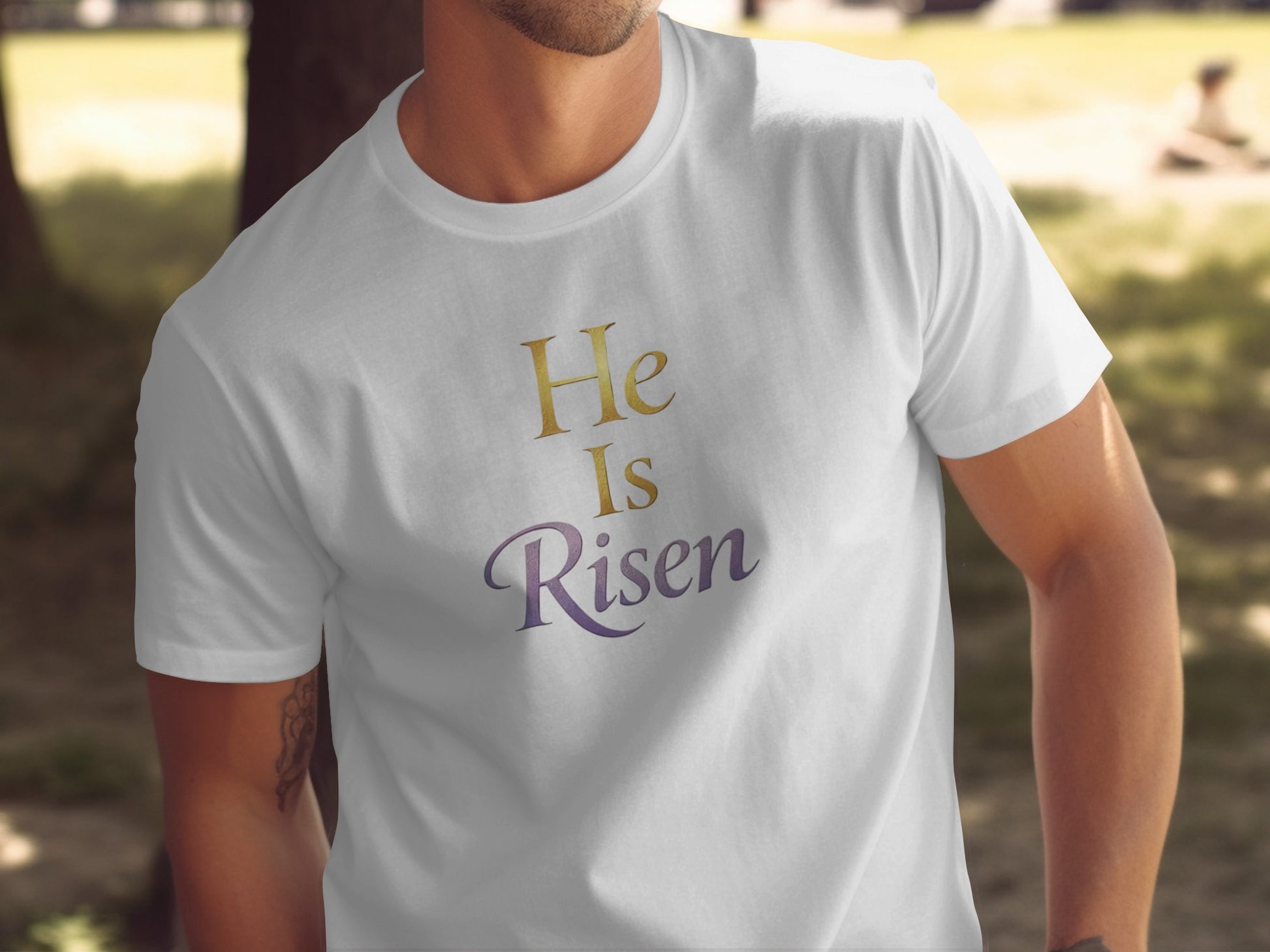 He Is Risen Gold Purple Gradient Christian product type