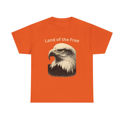 Engraved Eagle - Land of the Free - text on the top of a Heavyweight T-shirt