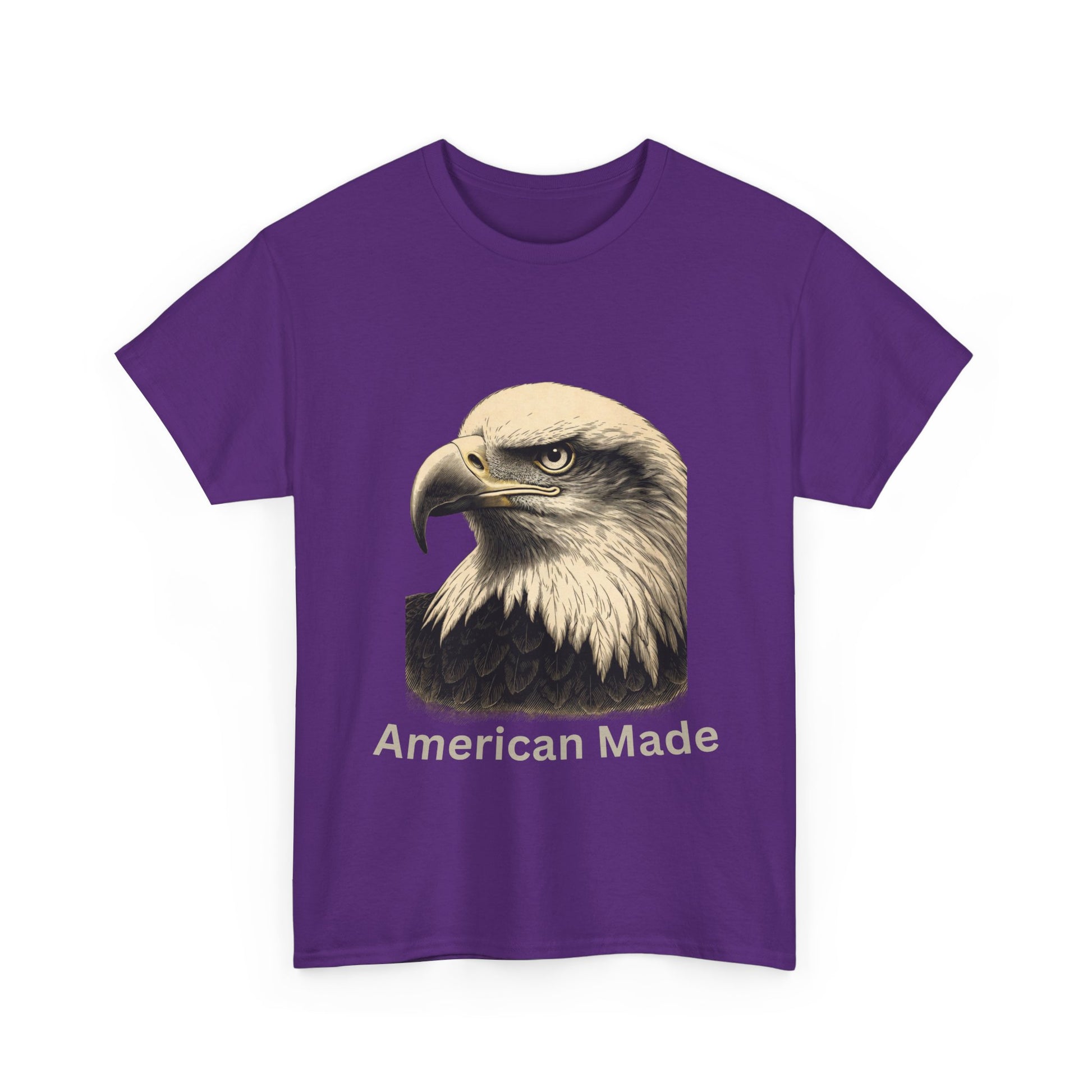 Engraved Eagle - American Made - text on the bottom of a Heavyweight T-shirt