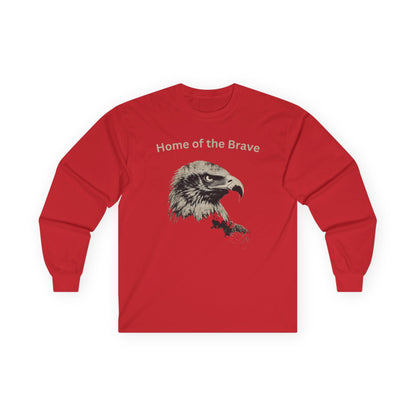 Home of the Brave text on a Long-Sleeve Tee