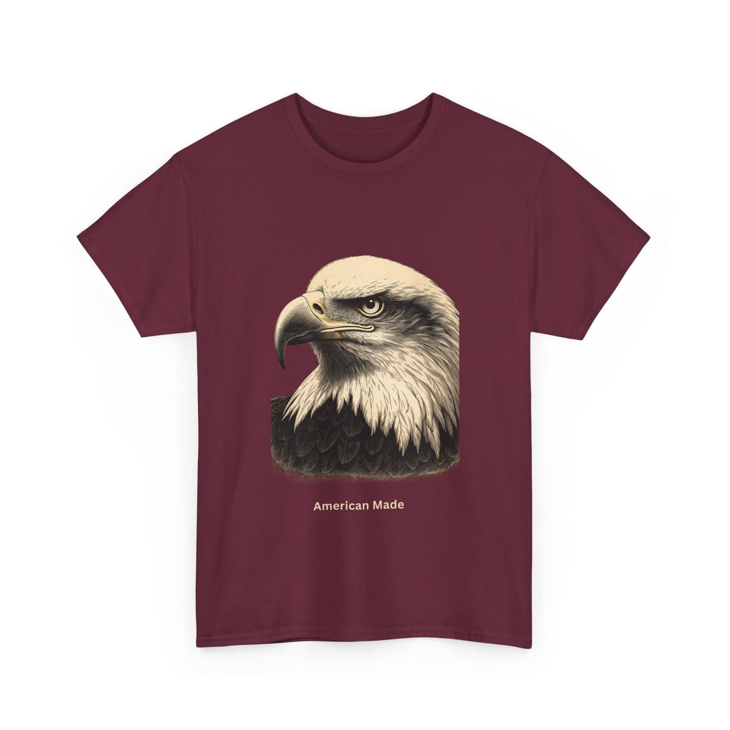 Engraved Eagle - American Made - muted text on the bottom of a Heavyweight T-shirt