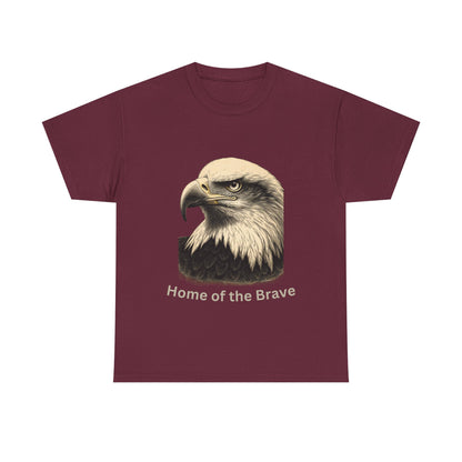 Engraved Eagle - Home of the Brave - text on the bottom of a Heavyweight T-shirt