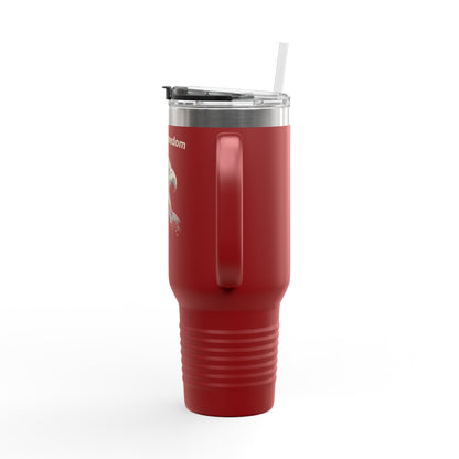 Built of Freedom text on the top of a  40oz Insulated Travel Mug