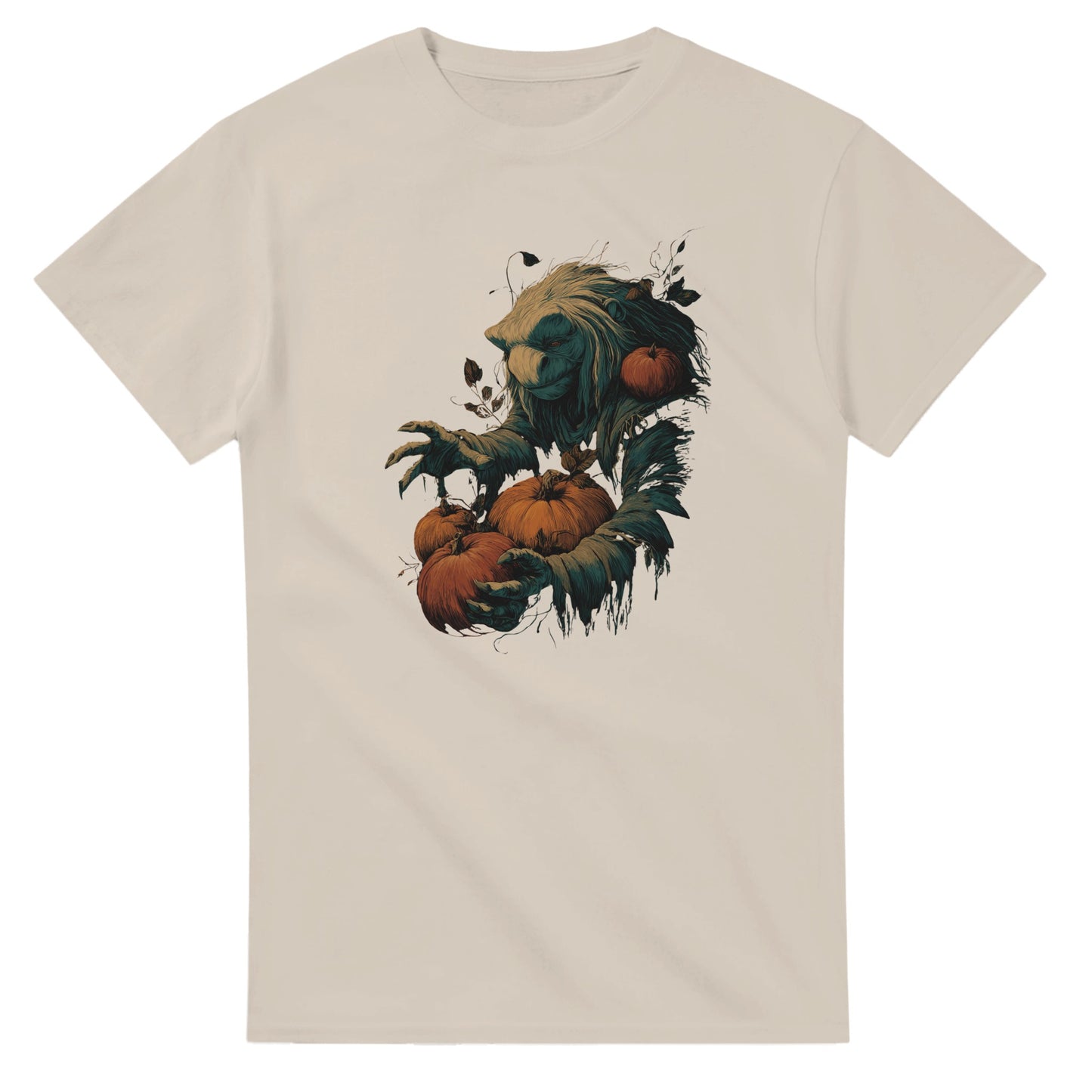 Forest Creature with Pumpkins on a Heavyweight T-shirt