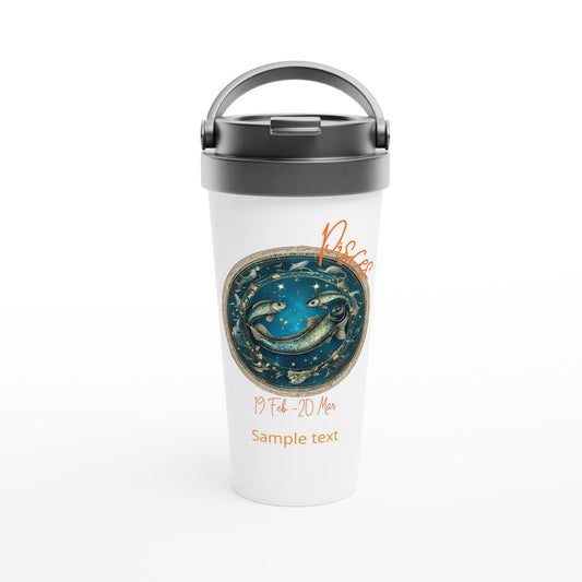 15oz stainless steel travel mug pisces fish personalized
