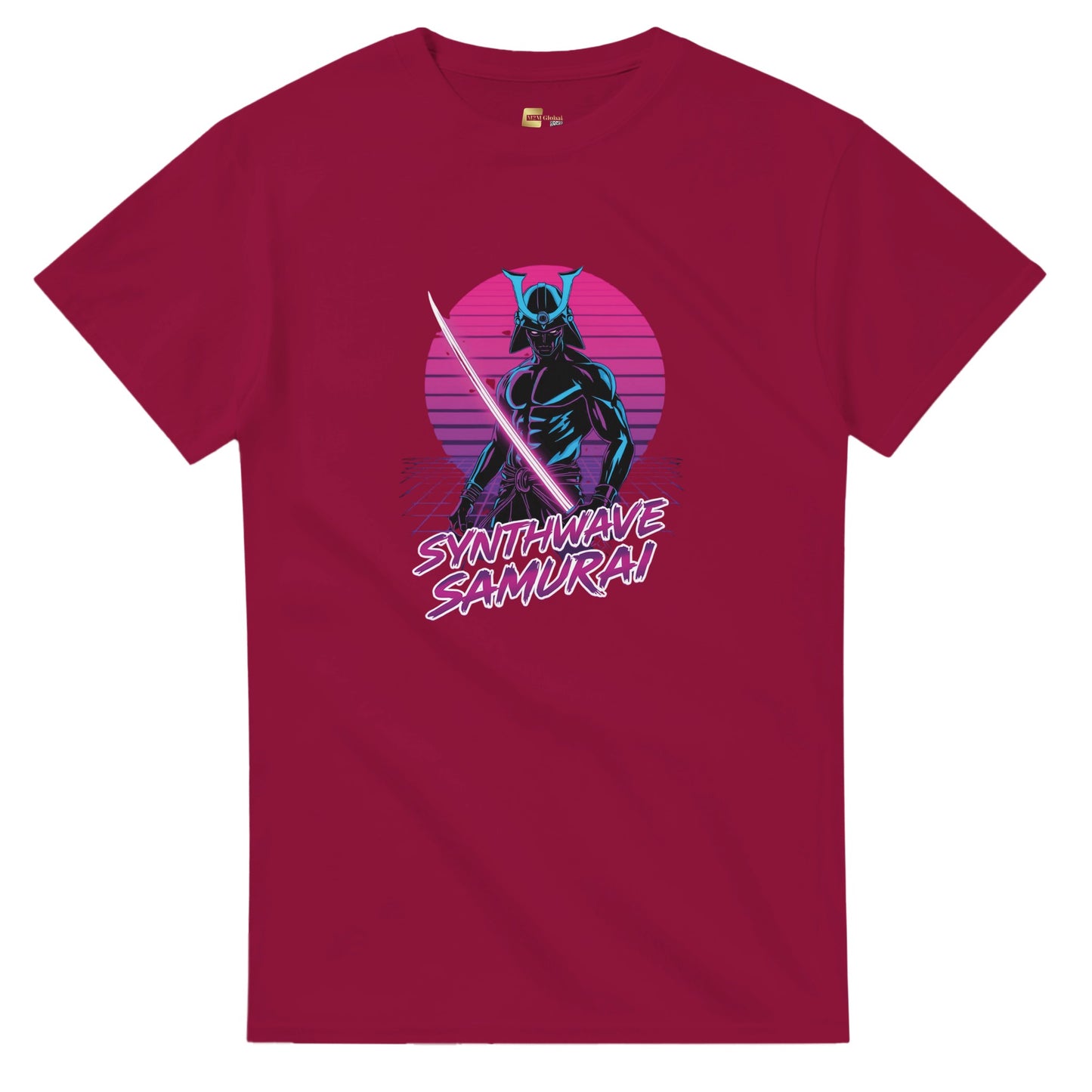 Synthwave Samurai graphic design on a Heavyweight T-shirt