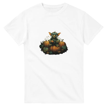 Autumn Goblin & Pumpkins on a Heavyweight T-shirt