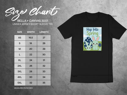 Hop Into Spring Bunnies Easter Egg Graphic Unisex Tee product type
T-shirt, Tee, Unisex Tee, Spring Theme, Easter Design, Bunny Graphic, Rabbit Shirt, Easter Egg, Holiday Apparel, Seasonal Fashion, Graphic Tee, Short Sleeve, Spring Outfit, Cute Bunny, Easter Gift, Animal Print, Casual Wear, Celebration Shirt, Festive Apparel, Unisex Clothing