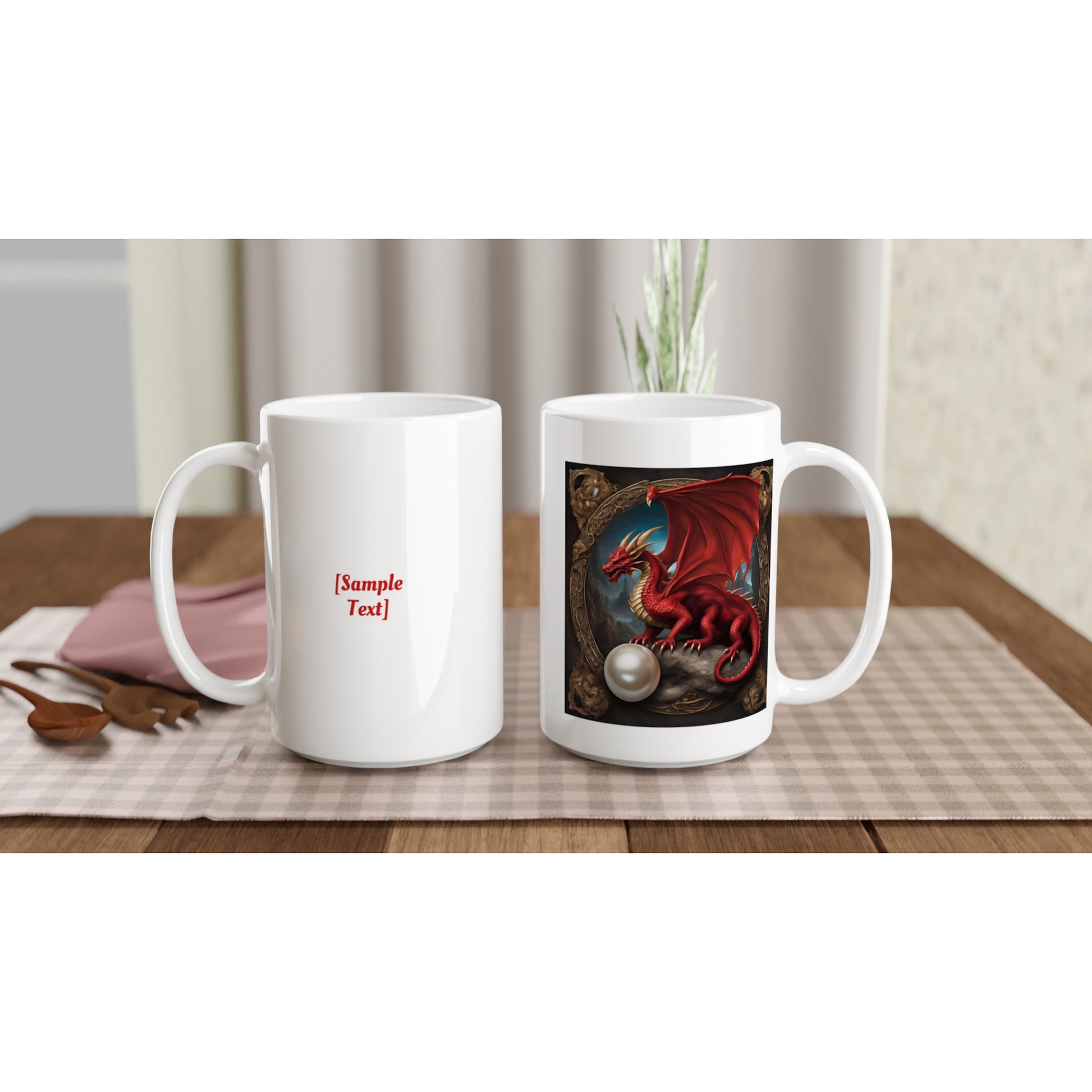 15oz ceramic mug red dragon personalized