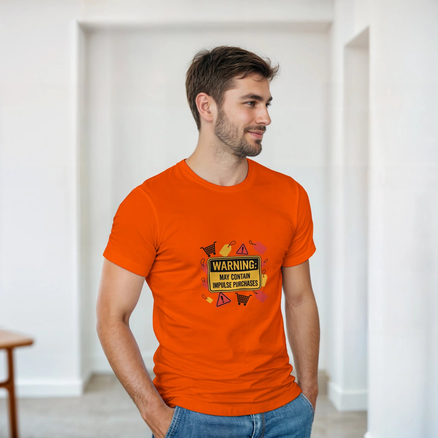 Warning May Contain Impulse Purchases heavyweight t-shirt mockup