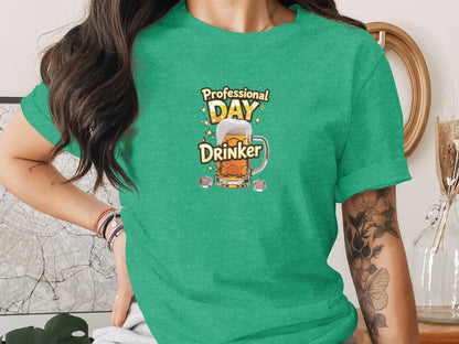 Professional Day Drinker Humorous Graphic T-shirt