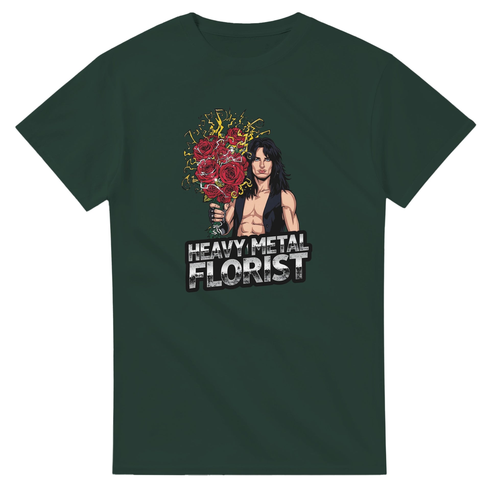 Woman wearing a t-shirt with a graphic design in a mall setting