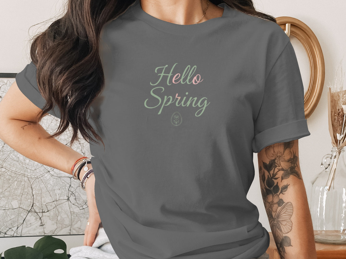 Hello Spring Graphic Tee Casual Short Sleeve Shirt