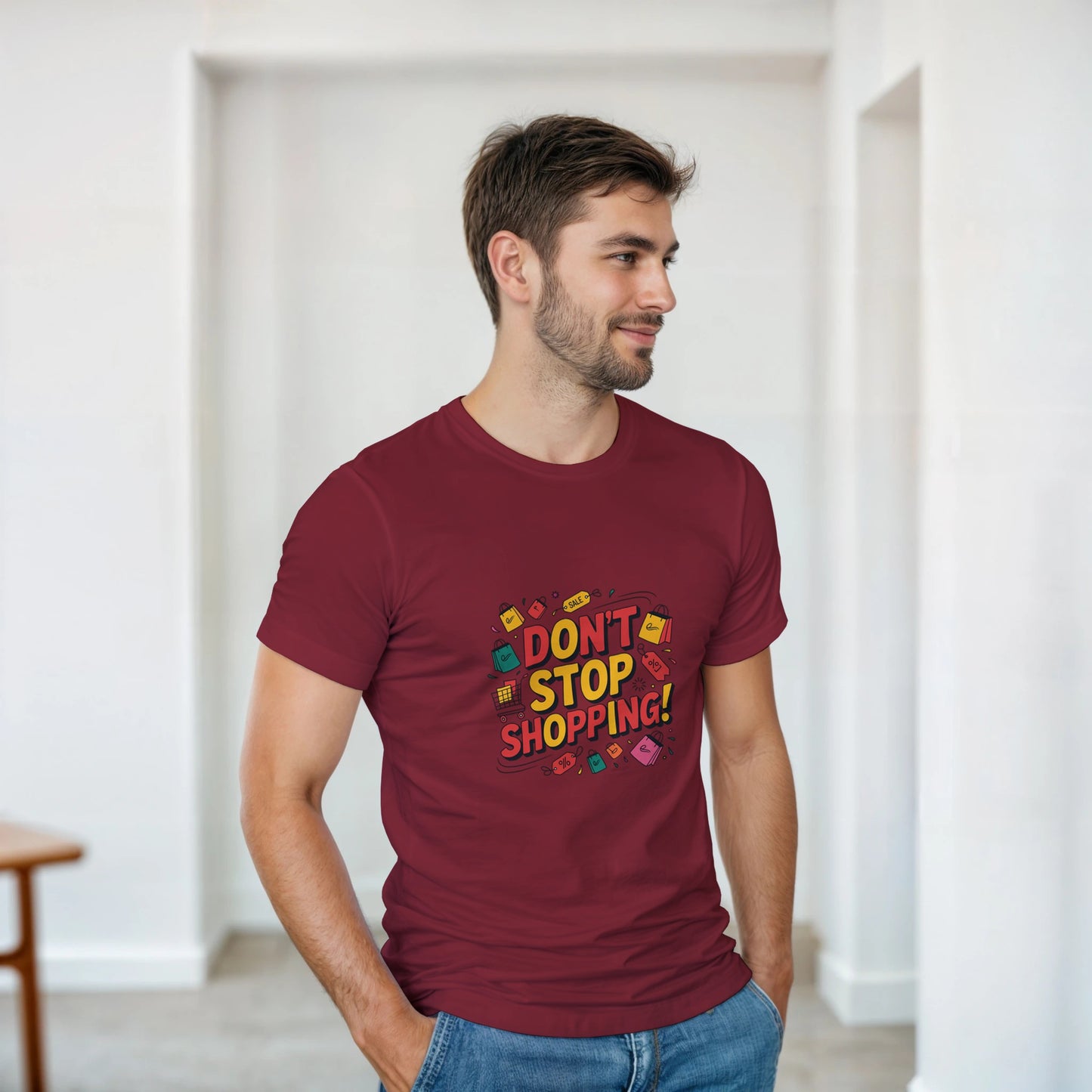 Don’t Stop Shopping heavyweight t-shirt mockup
