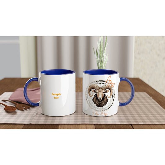 11oz ceramic mug with color inside fiery Aries personalized