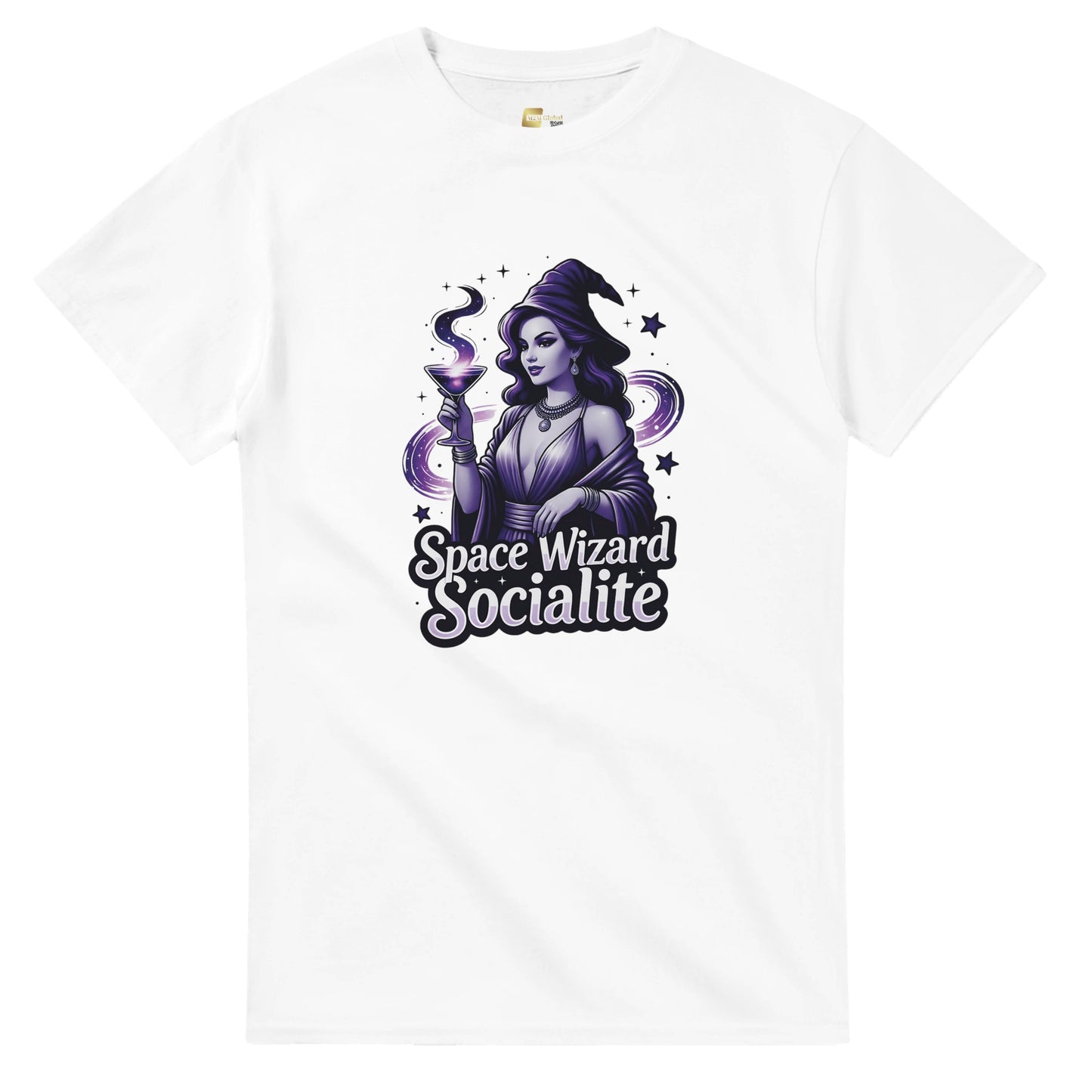 Space Wizard Socialite graphic design on a Heavyweight T-shirt