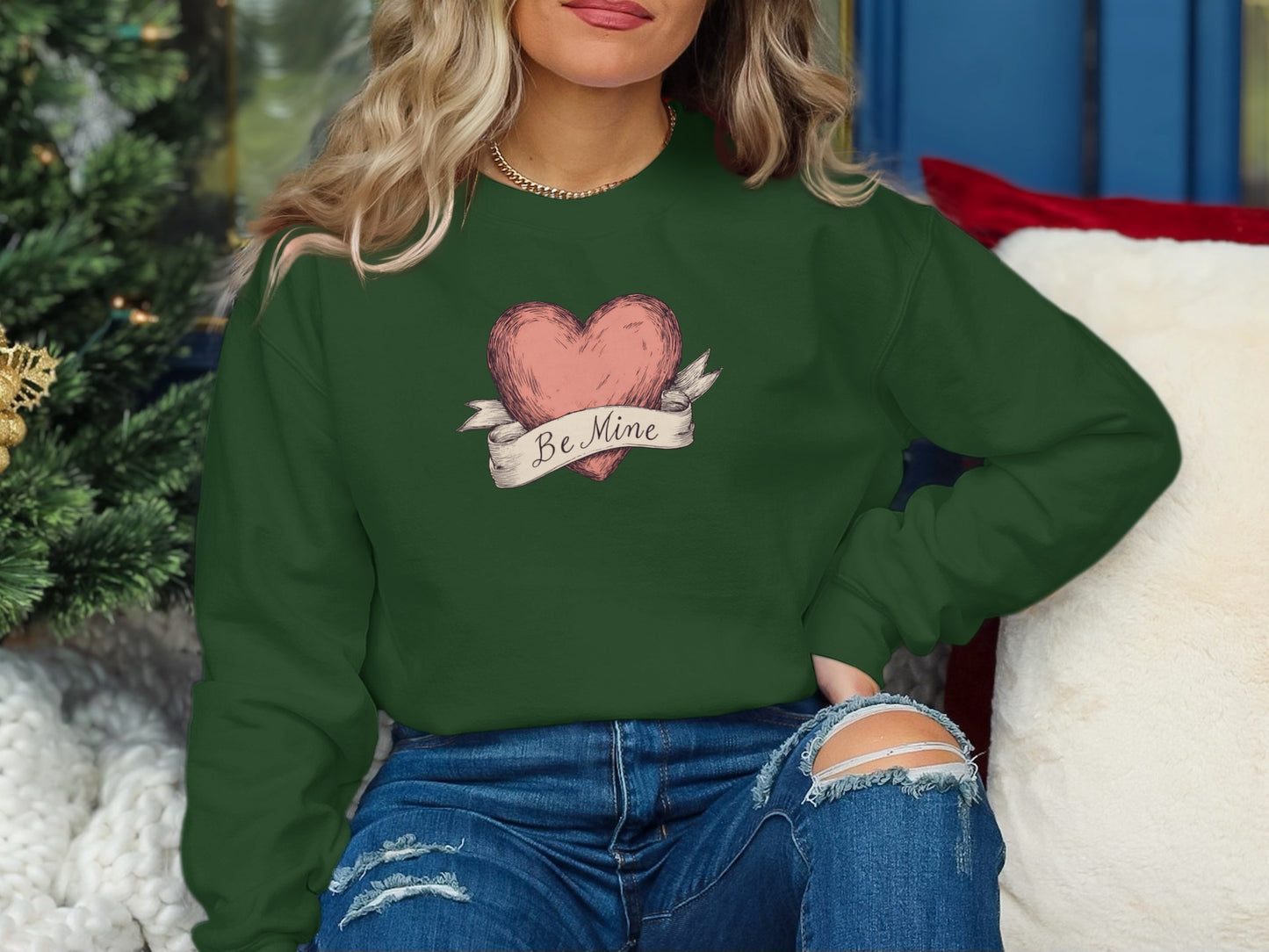 Be Mine Heart Graphic Valentine's Day Sweatshirt