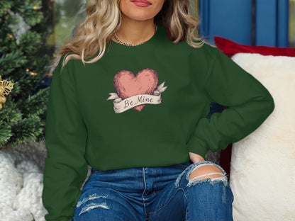 Be Mine Heart Graphic Valentine's Day Sweatshirt