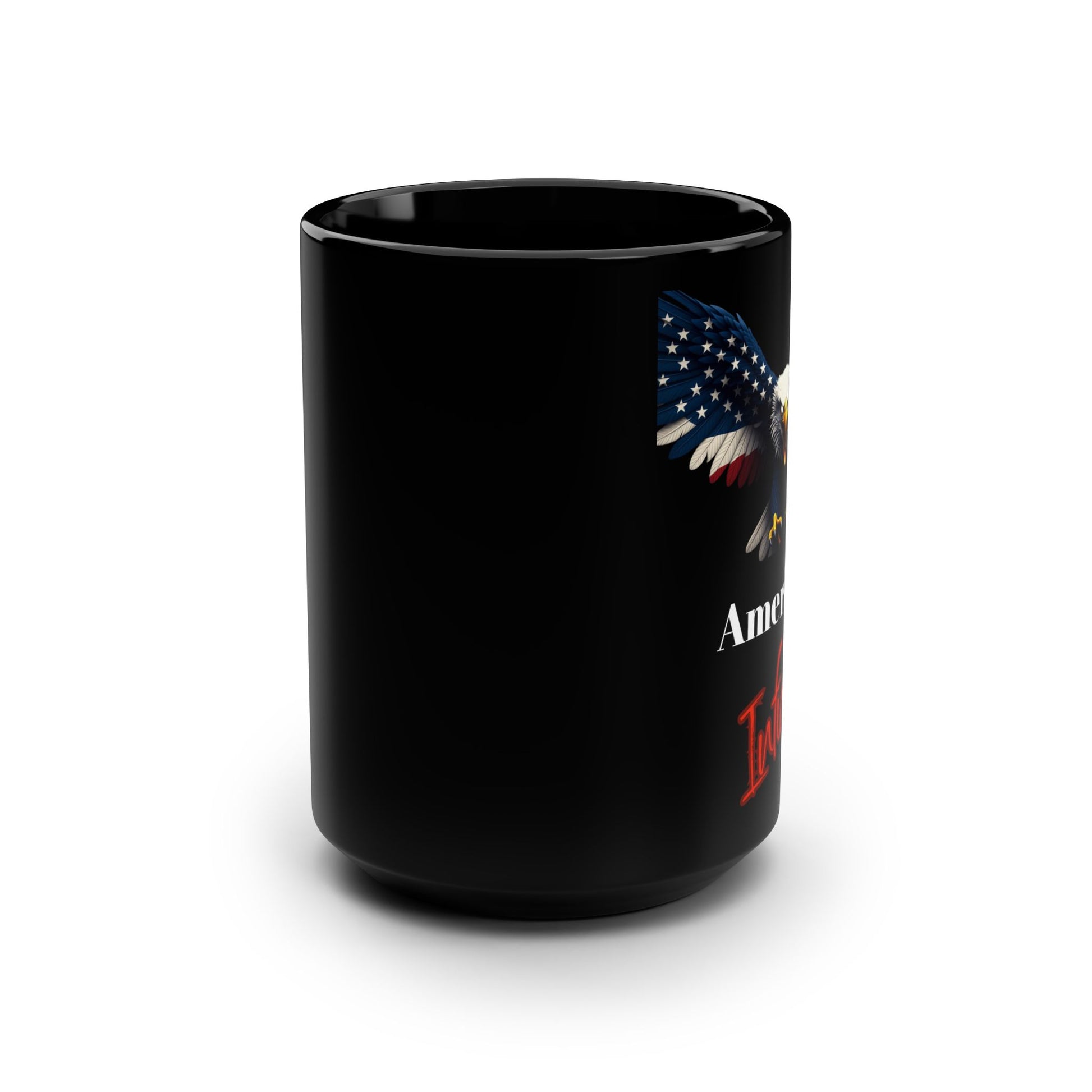 Patriotic Eagle American Infidel on a Black Mug 15oz