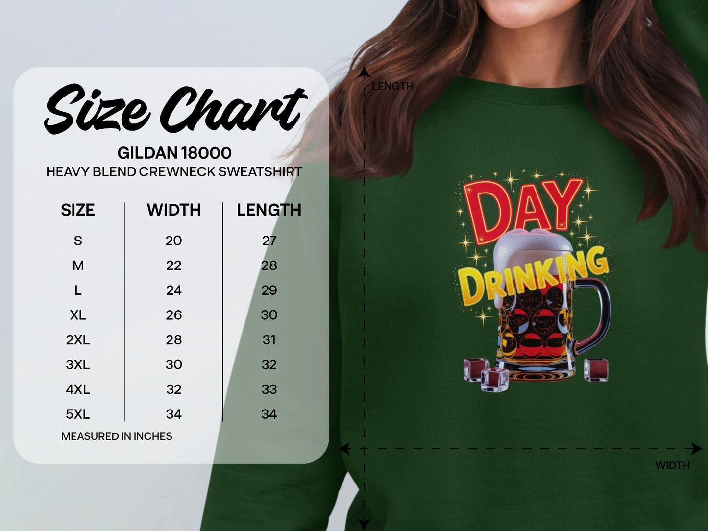 Day Drinking Beer Mug Green Crewneck Sweatshirt product type
Day Drinking, Beer Mug, Green Sweatshirt, Gildan 18000, Crewneck Sweatshirt, Drinking Shirt, Party Apparel, Alcohol Graphic, Funny Design, St Patricks Day, Beverage Lover, Pint Glass, Ale Lover, Lager Enthusiast, Unisex Clothing, Casual Wear, Graphic Top, Holiday Gift, Beer Lover, Celebration Wear