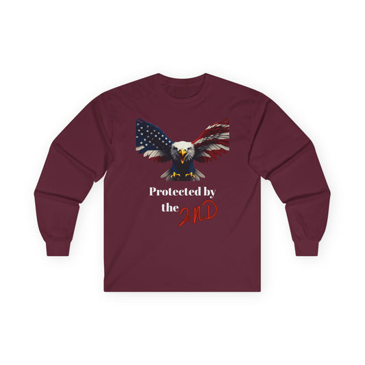 Protected By The 2nd Patriotic Eagle on a long sleeve tee