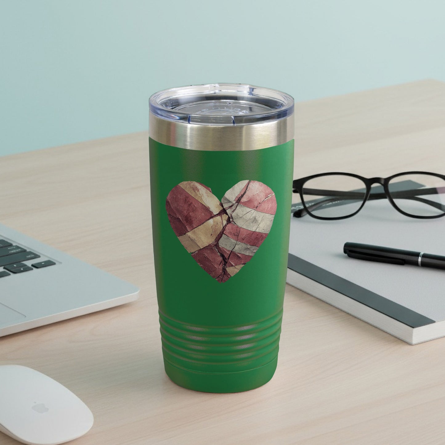 Cracked Heart Design Insulated Travel Tumbler