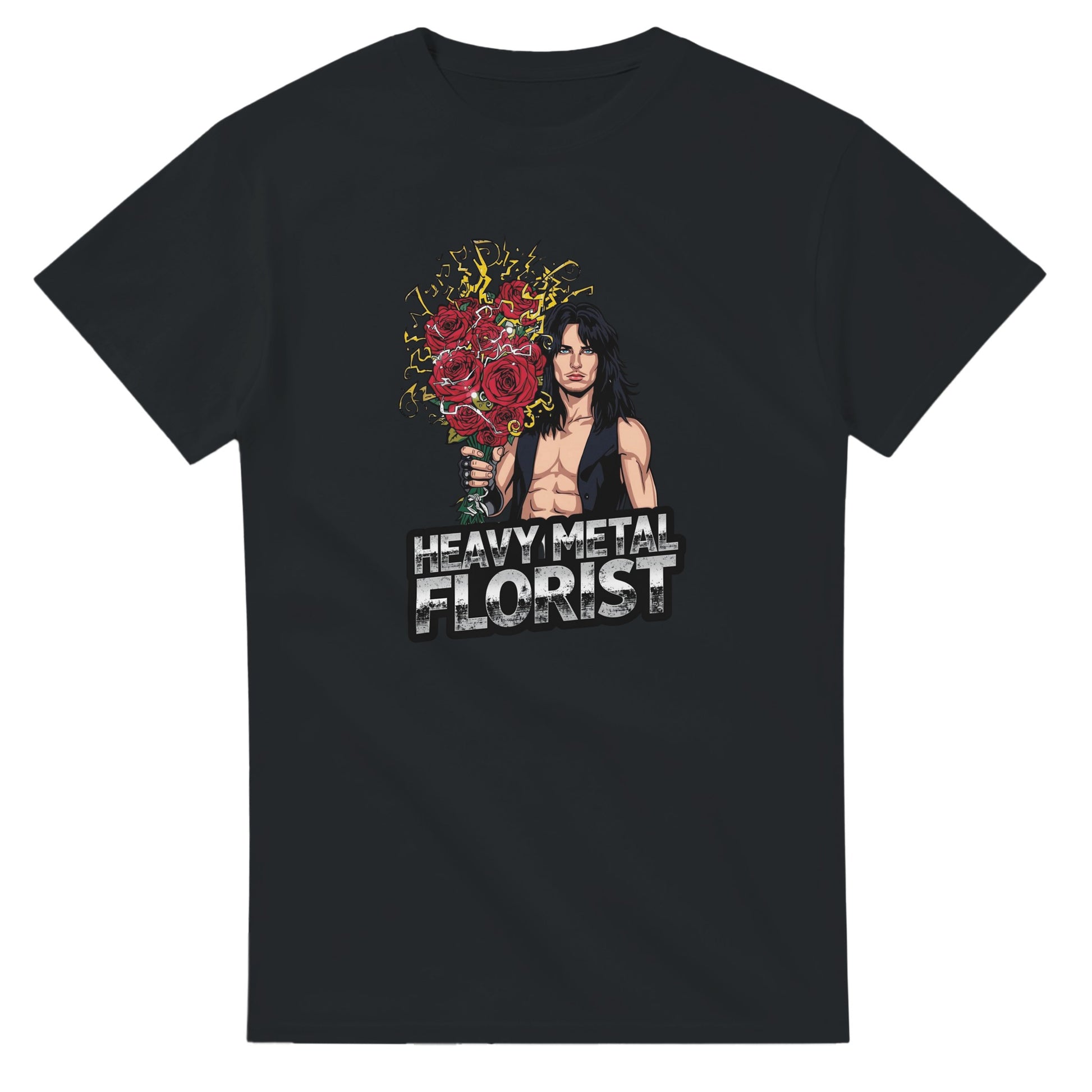 Woman wearing a t-shirt with a graphic design in a mall setting