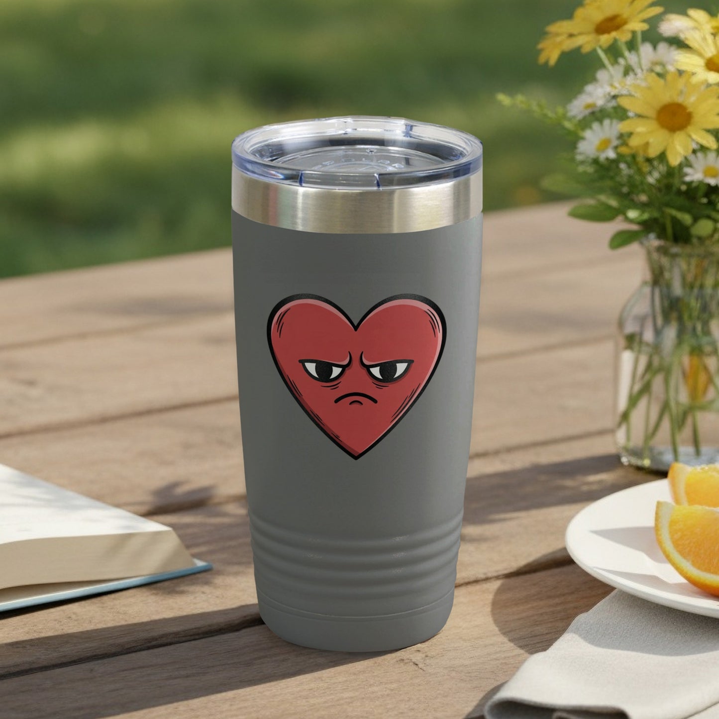 Grumpy Heart Face Design Insulated Tumbler Cup